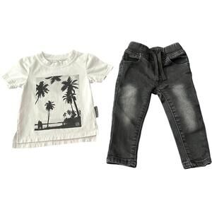 Little Bipsy Outfit Bundle Baby Boy 6-12m/12-18m Summer Graphic Tee Black Jeans